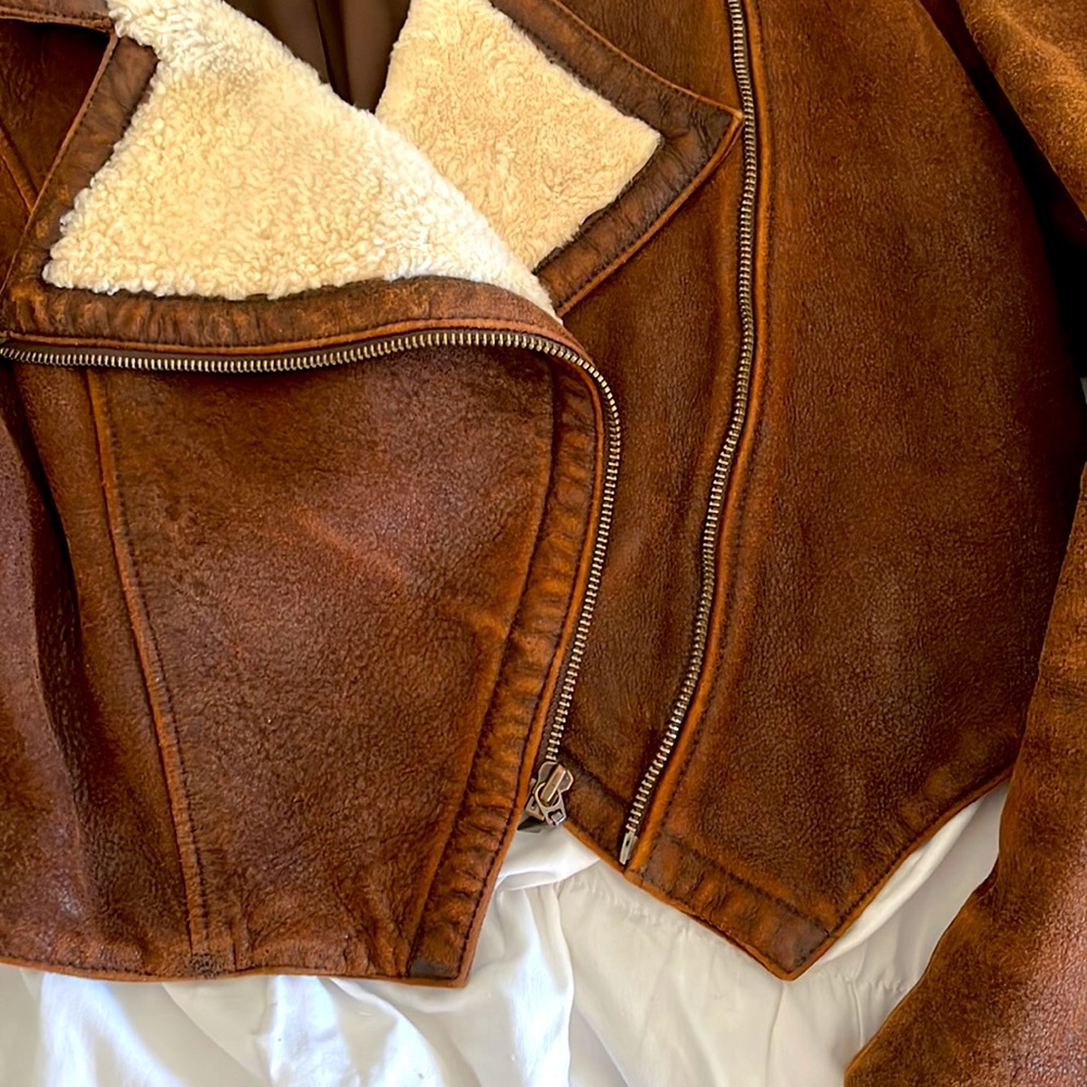 Bebe leather jacket with fleeced collar